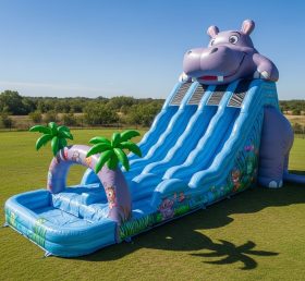 T8-5414 Hippo Theme Inflatable Water Sli...
