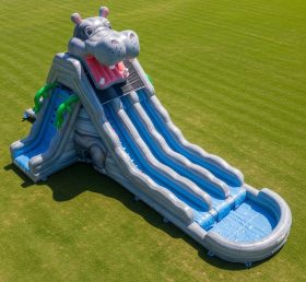 T8-9214 Hippo Theme Inflatable Water Sli...